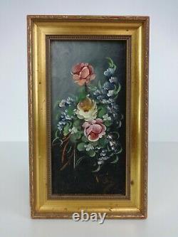 Vintage Oil Paintings Floral Impressionist Pair Signed Ruiz Gold Frames Interior