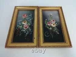 Vintage Oil Paintings Floral Impressionist Pair Signed Ruiz Gold Frames Interior