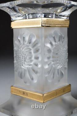 Vintage Original France Pair crystal candlesticks Lalique Signed 13 cm