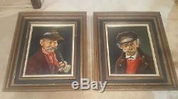 Vintage Original Oil Portrait Painting Pair Signed M Relmes Old Man German