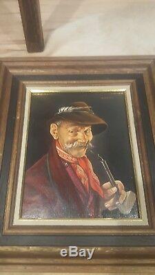 Vintage Original Oil Portrait Painting Pair Signed M Relmes Old Man German