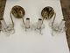 Vintage Pair Signed Gill Glass Crystal Wall Sconces Hollywood Regency