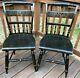 Vintage Pair Hitchcock Chairs Black With Black Seat With Gold Accents Signed