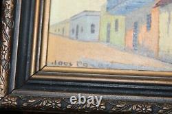 Vintage Pair Joel Pozoe Signed Paintings Architectural Buildings Nelson & Wilson