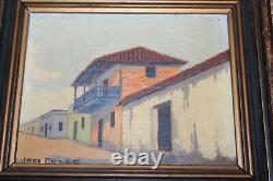 Vintage Pair Joel Pozoe Signed Paintings Architectural Buildings Nelson & Wilson