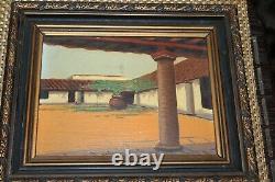 Vintage Pair Joel Pozoe Signed Paintings Architectural Buildings Nelson & Wilson