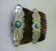Vintage Pair Navajo Sterling Silver & Turquoise Hair Combs Souhwestern Signed Rj