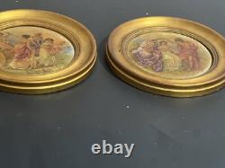 Vintage Pair Of Angelika Kauffmann Signed Hand-Painted Porcelain Plaque