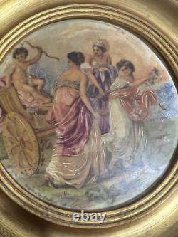 Vintage Pair Of Angelika Kauffmann Signed Hand-Painted Porcelain Plaque