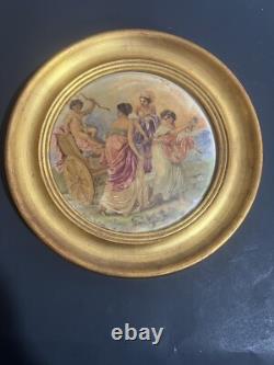 Vintage Pair Of Angelika Kauffmann Signed Hand-Painted Porcelain Plaque