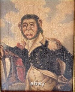 Vintage Pair Of Chimpanzee Ape Monkey In Uniform Paintings by Hamilton 10x8
