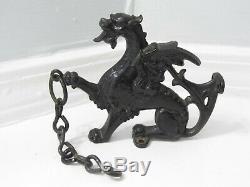 Vintage Pair of Cast Iron Gothic Dragon Griffin Gryphon Architectural Salvage