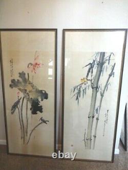Vintage Pair of Chinese Hanging Scrolls 66-SIGNED and FRAMED