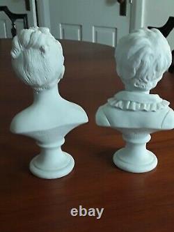 Vintage Pair of French Bisque Busts Signed
