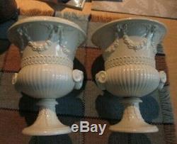 Vintage Pair of Swag Wedgwood Urns With Ram's Head Signed & Numbered 6-1/2 EXC