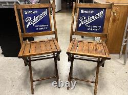 Vintage Piedmont Cigarette Cigar Tobacco Antique Pair of Chairs Enamel Sign