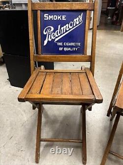 Vintage Piedmont Cigarette Cigar Tobacco Antique Pair of Chairs Enamel Sign