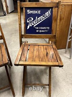 Vintage Piedmont Cigarette Cigar Tobacco Antique Pair of Chairs Enamel Sign