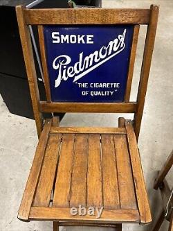 Vintage Piedmont Cigarette Cigar Tobacco Antique Pair of Chairs Enamel Sign