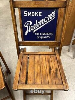 Vintage Piedmont Cigarette Cigar Tobacco Antique Pair of Chairs Enamel Sign