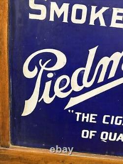 Vintage Piedmont Cigarette Cigar Tobacco Antique Pair of Chairs Enamel Sign