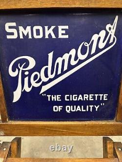 Vintage Piedmont Cigarette Cigar Tobacco Antique Pair of Chairs Enamel Sign