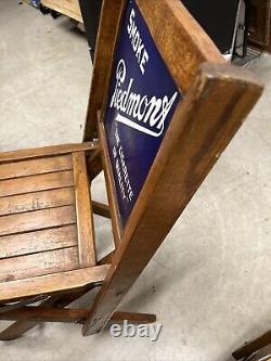 Vintage Piedmont Cigarette Cigar Tobacco Antique Pair of Chairs Enamel Sign