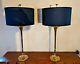 Vintage Signed 1986 Chapman Solid Brass Trumpet Lamp Pair Minty