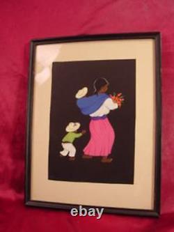 Vintage Signed Artist L B H Pair Of Art Pictures Featuring a Boy and Girl