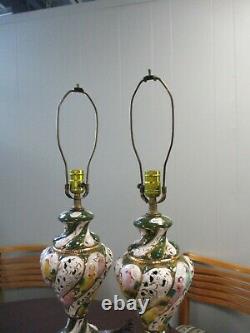 Vintage Signed Capodimonte Table Lamps Pair Italy Large 28