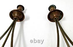 Vintage Signed Oscar Nilsson Eskilstuna Copper/Brass Jugenstil Candlesticks Pair