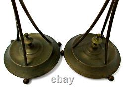 Vintage Signed Oscar Nilsson Eskilstuna Copper/Brass Jugenstil Candlesticks Pair