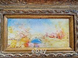 Vintage Stephan Sideris Framed MCM Painting Small Landscape Signed (2 of Pair)