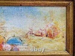 Vintage Stephan Sideris Framed MCM Painting Small Landscape Signed (2 of Pair)