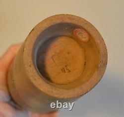 Vintage TWO Yixing Zisha Vases China Etched Mountain Scene Signed Clay Pair