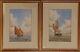 Vintage Pair Of Maritime Seascape Boating Watercolour Paintings By David Harbour
