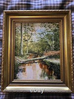 Vintage pair of gilt framed signed original oil paintings superb