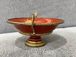 Vtg Antique French Gilt Metal Mounted Porcelain Dish Courting Couple Dec. Signed