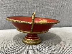 Vtg Antique French Gilt Metal Mounted Porcelain Dish Courting Couple Dec. Signed