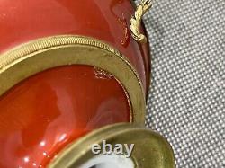 Vtg Antique French Gilt Metal Mounted Porcelain Dish Courting Couple Dec. Signed