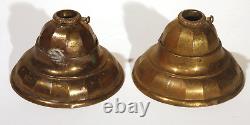 Vtg Antique Pair B&h Signed Stamped Brass Ceiling Canopy Fixture Chandelier