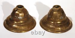 Vtg Antique Pair B&h Signed Stamped Brass Ceiling Canopy Fixture Chandelier