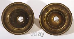 Vtg Antique Pair B&h Signed Stamped Brass Ceiling Canopy Fixture Chandelier