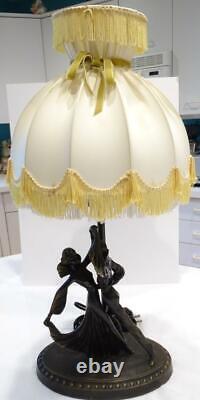 Vtg Art Deco Bronze Dancers, Dancing Couple, Man & Woman Figural Lamp Signed