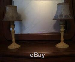 Vtg H. G. McFaddin & Co. Bellova Boudoir Lamps Pair (2) With Czech Shades Signed