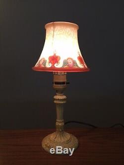 Vtg H. G. McFaddin & Co. Bellova Boudoir Lamps Pair (2) With Czech Shades Signed