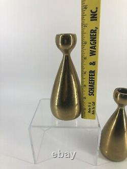 Vtg Jenfred Ware Brass Candlesticks Pair 2 Ben Seibel Signed Mid Century Modern