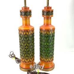 Vtg Pair Of Fortune Lamp Co Mid Century Modern SIgned & Dated 1968 Table Lamps