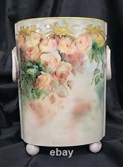 W Guerin Limoges HP COURTING COUPLE Porcelain Jardinière/Cache Pot 12,5 SIGNED