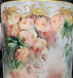 W Guerin Limoges HP COURTING COUPLE Porcelain Jardinière/Cache Pot 12,5 SIGNED